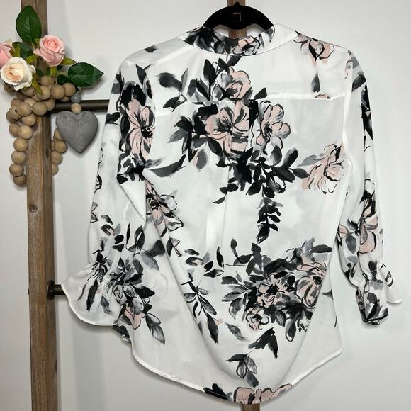 Karl Lagerfeld Paris NWT Floral Multicolor Long Sleeve Blouse Size Small - Picture 5 of 7